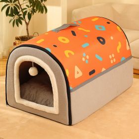 Warm Enclosed Removable And Washable Corgi And Shiba Inu House (Option: Orange-S)
