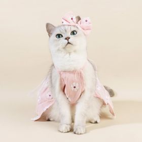Spring And Summer Dog Clothes Cat Clothing Pet Cotton Floral Slip Dress Mesh Skirt Dress (Option: Pink Flowers Sling-XL)