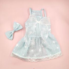 Spring And Summer Dog Clothes Cat Clothing Pet Cotton Floral Slip Dress Mesh Skirt Dress (Option: Light Blue XINGX-XL)