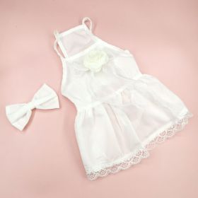 Spring And Summer Dog Clothes Cat Clothing Pet Cotton Floral Slip Dress Mesh Skirt Dress (Option: Classic Style White Dress-XL)